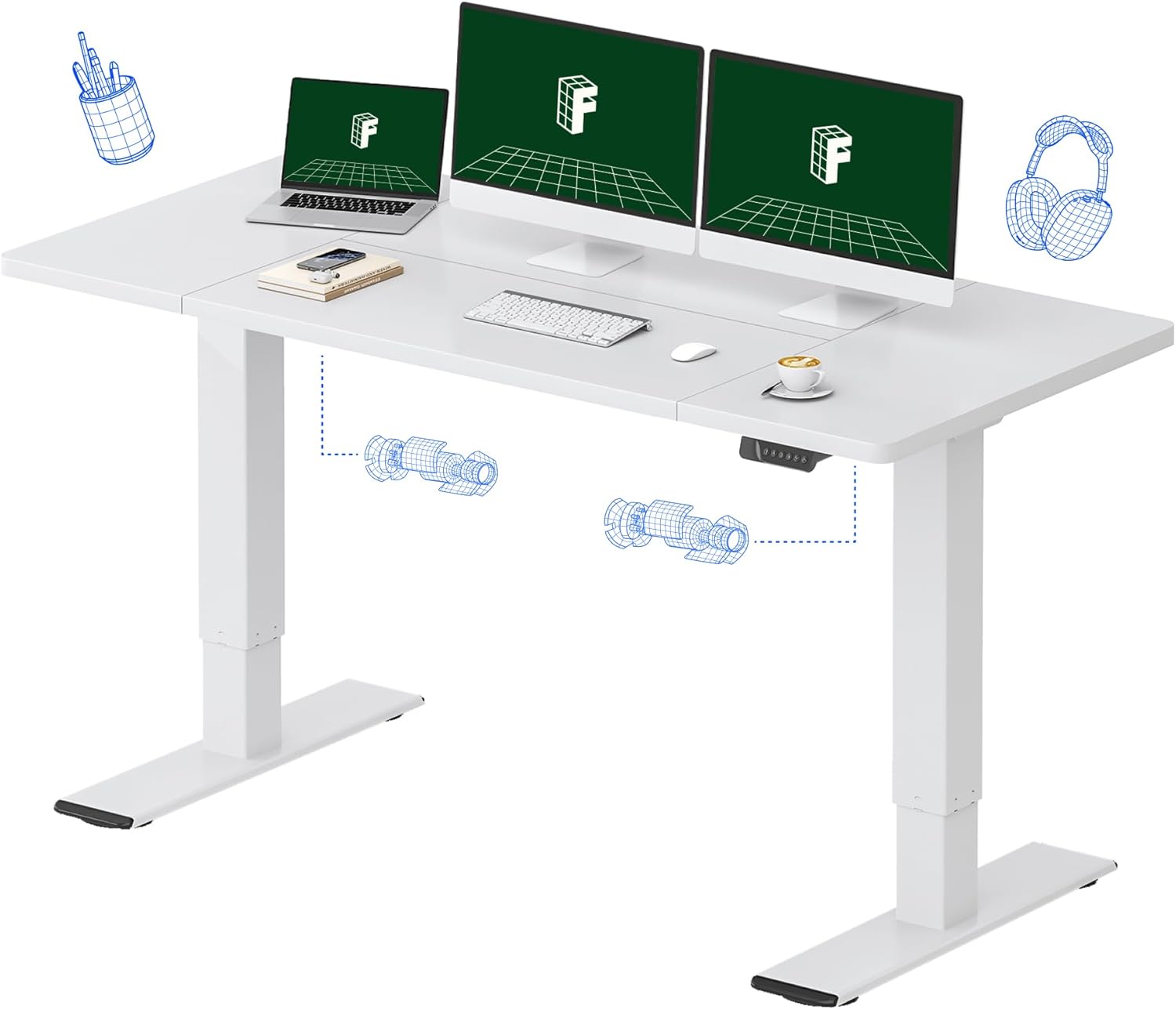 Desk Setup Studio - Large Electric Standing Desk with Dual