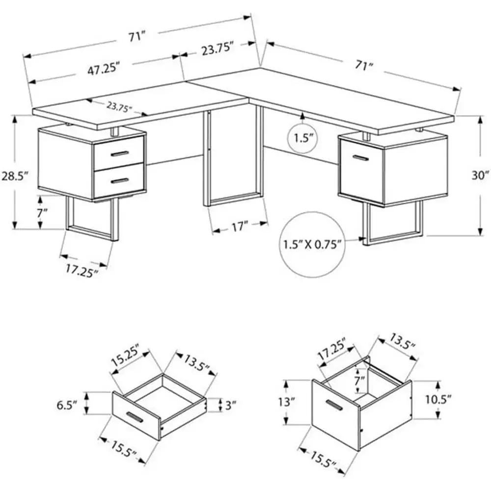 L-Shaped 70 Computer Desk with - Desk Setup Grey avaliação e preço