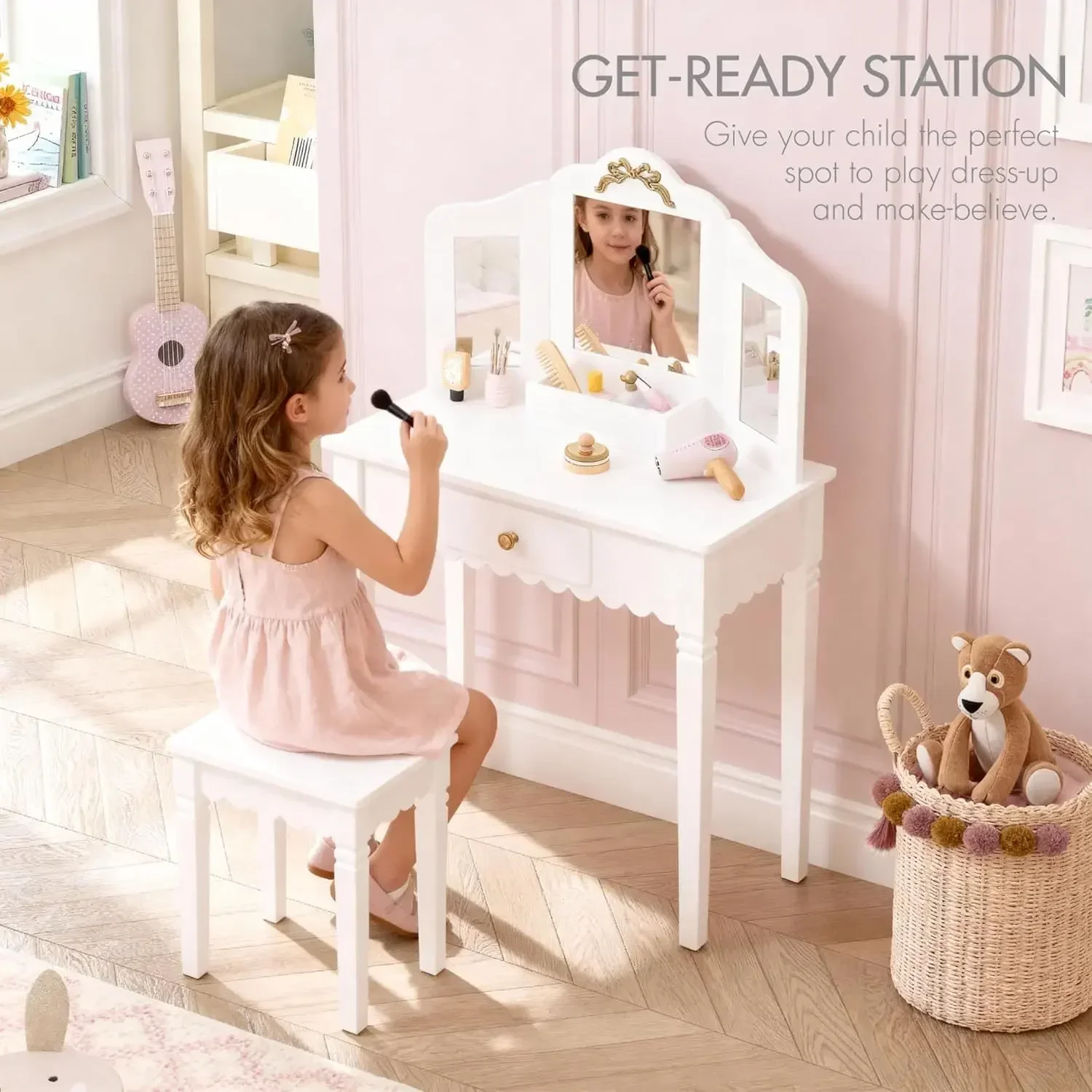 Spirich Kids Vanity Set with M - Desk Vanity Setup avaliação e preço