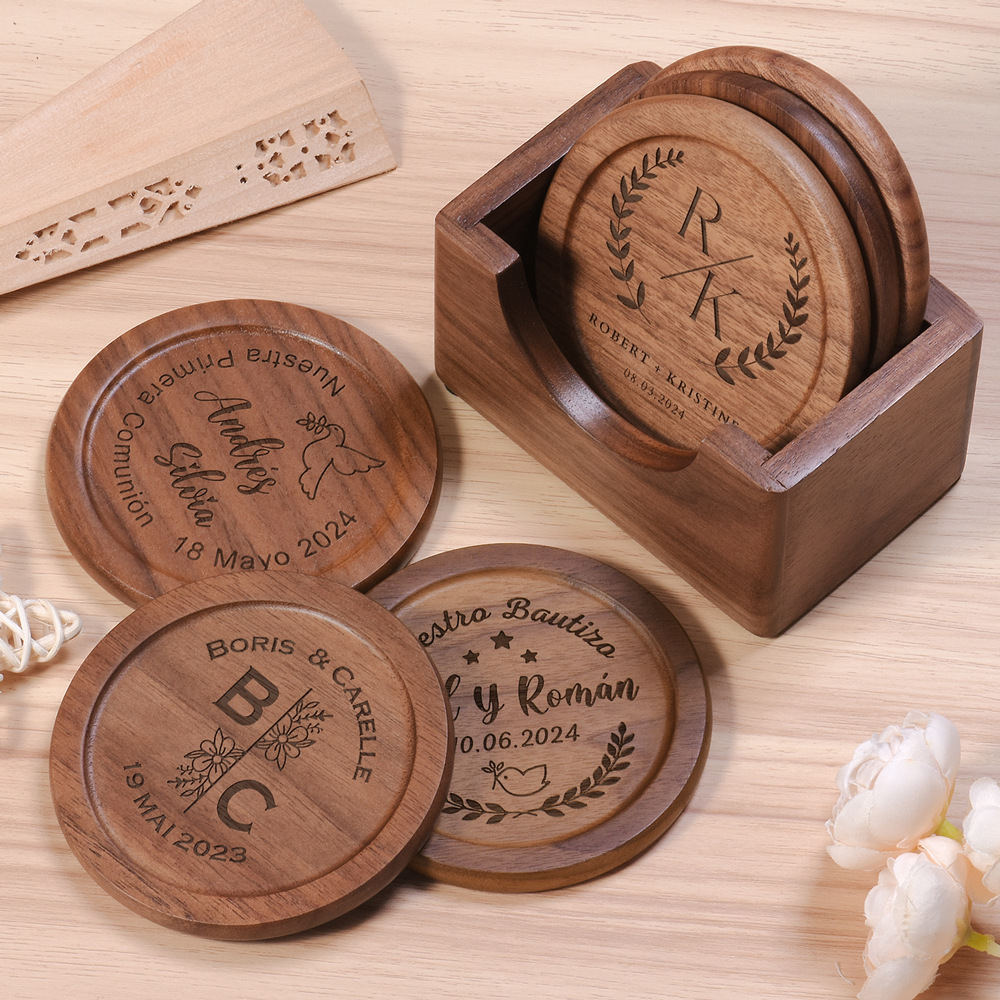 Walnut Dark Coaster Set of 6 P - Desk Setup Dark avaliação e preço