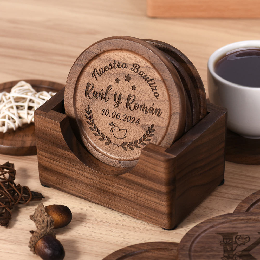 Walnut Dark Coaster Set of 6 P - Desk Setup Dark avaliação e preço