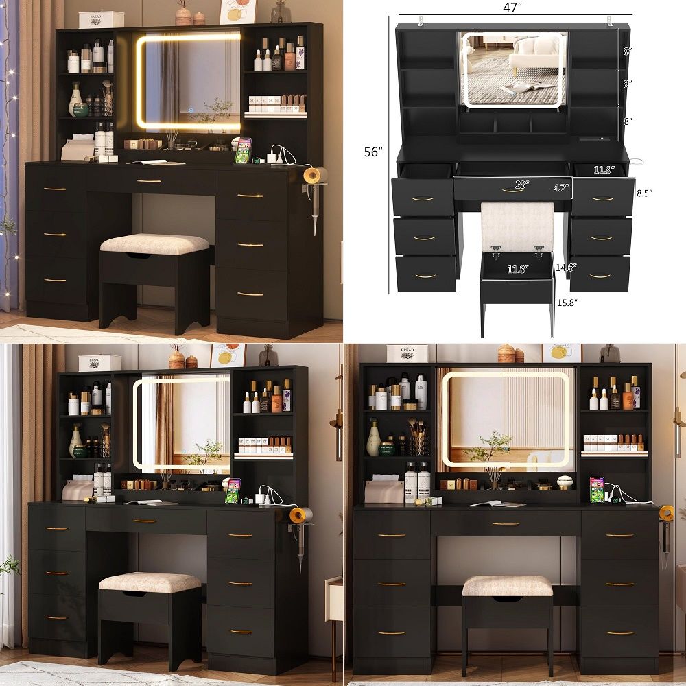 47 inch Large Vanity Desk w 7  - Desk Vanity Setup avaliação e preço