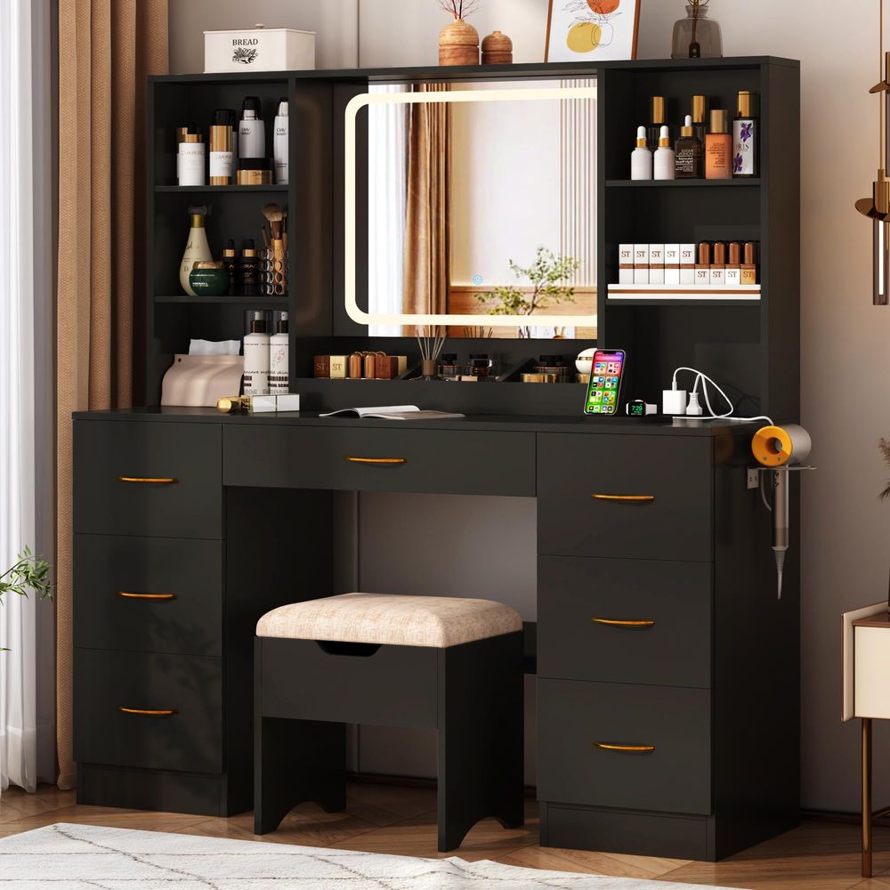 47 inch Large Vanity Desk w 7  - Desk Vanity Setup avaliação e preço