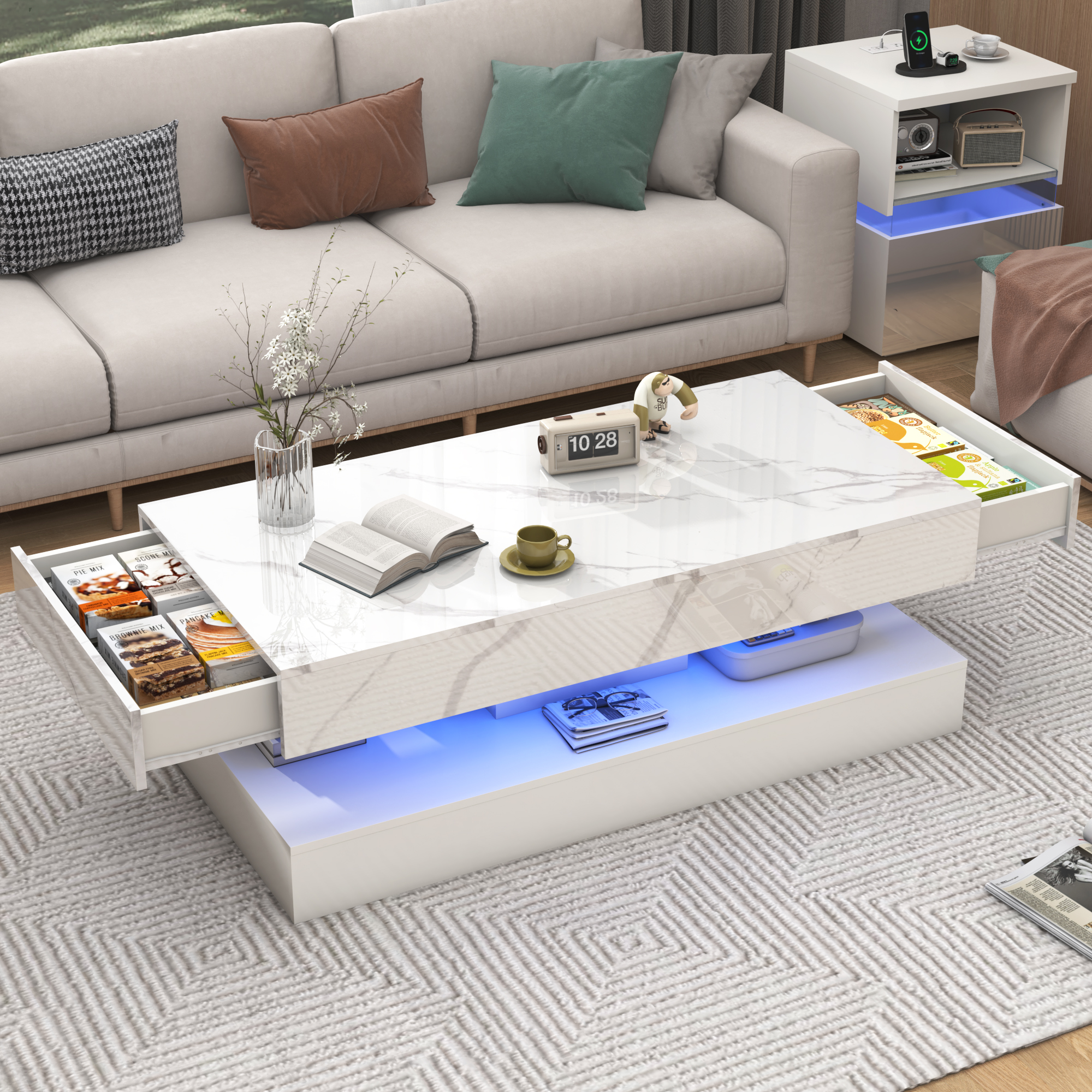 Modern Stylish Coffee Table wi - Desk Setup Minimalist avaliação e preço