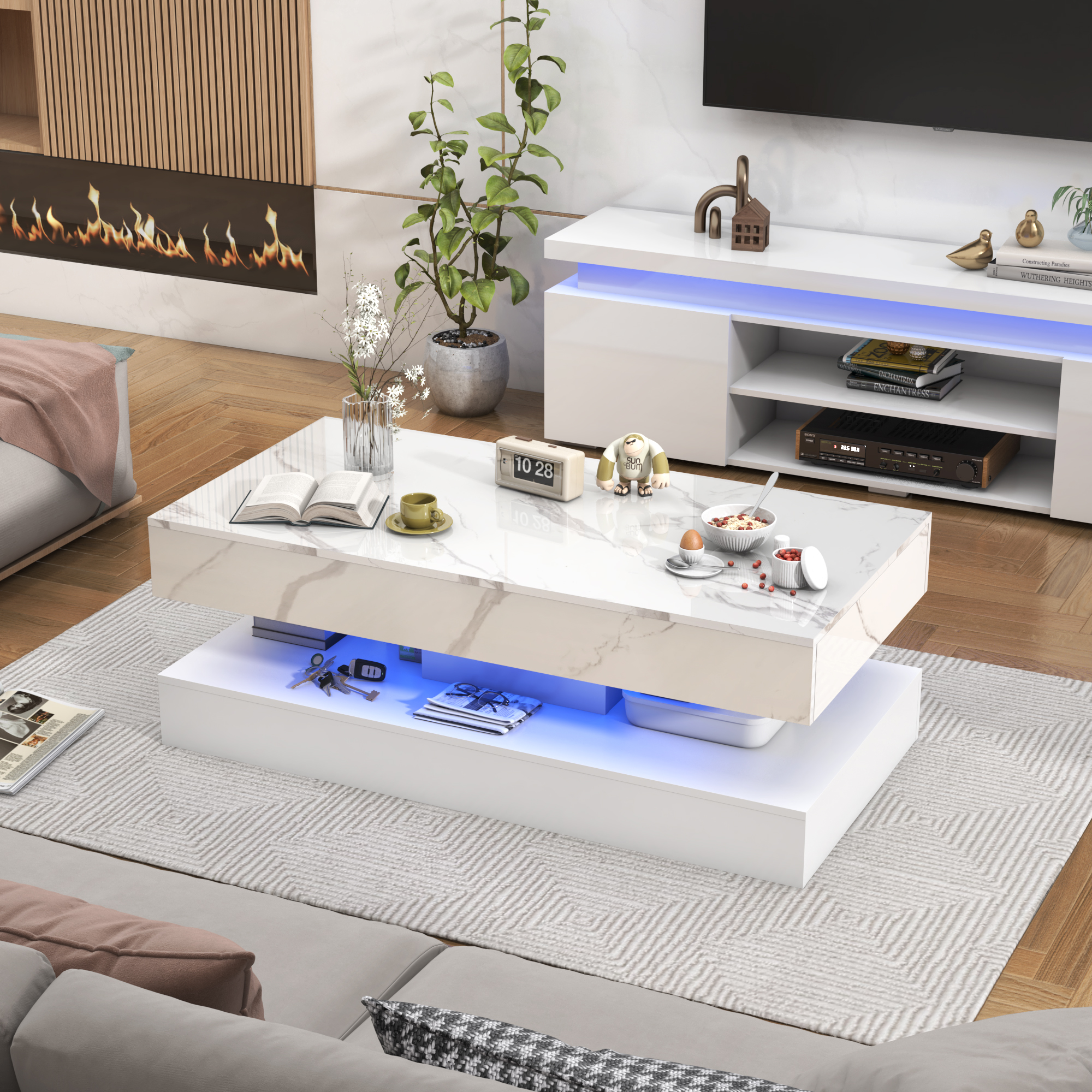 Modern Stylish Coffee Table wi - Desk Setup Minimalist avaliação e preço