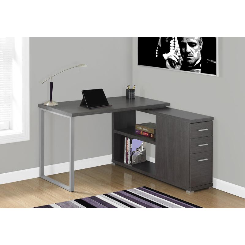 L-Shaped Computer Desk for Hom - Desk Setup Grey avaliação e preço