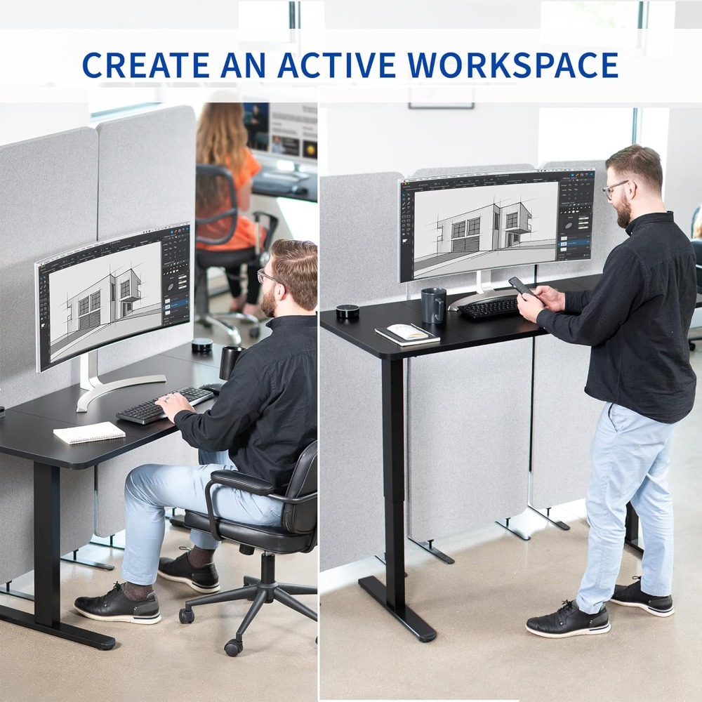 VIVO Electric 60 x 24 inch Sta - Desk Setup Dark avaliação e preço