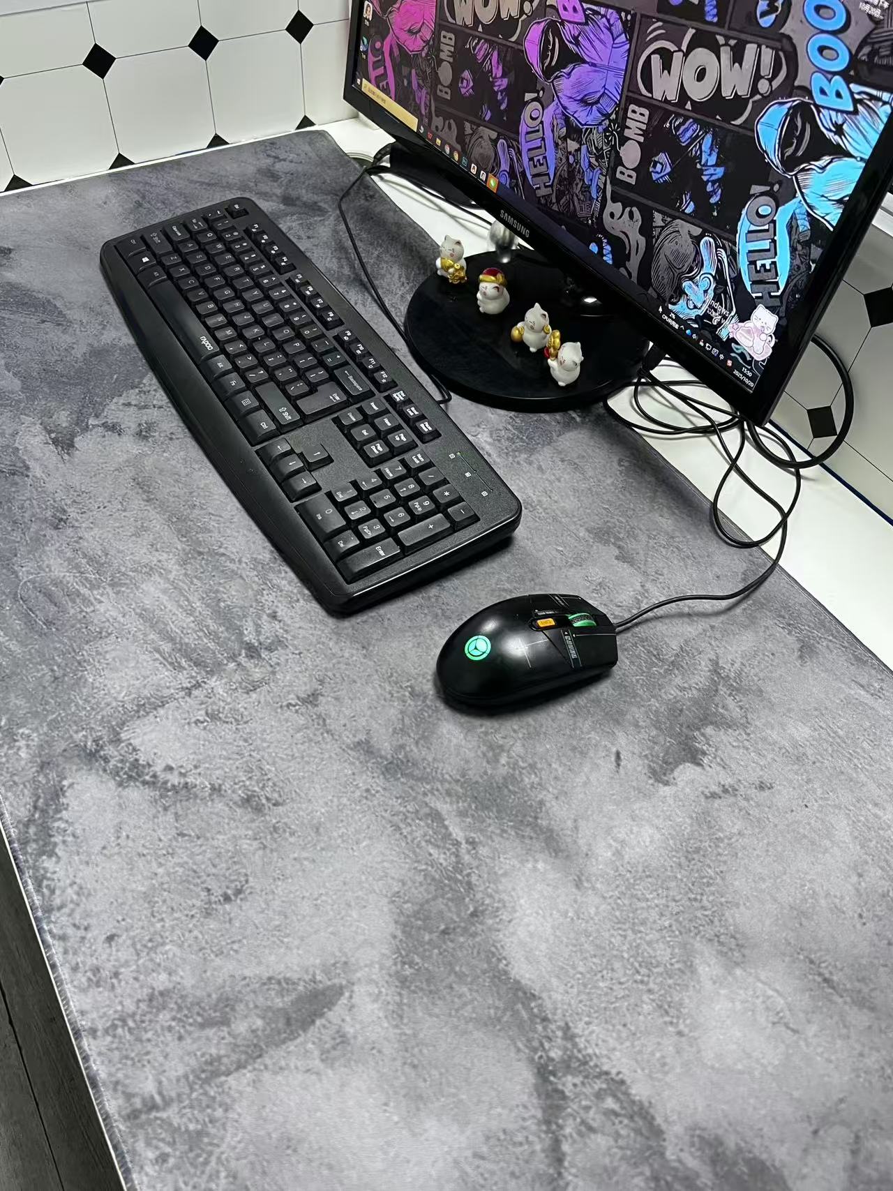 Grey Marble Big Mousepepad Mou - Desk Setup Grey avaliação e preço