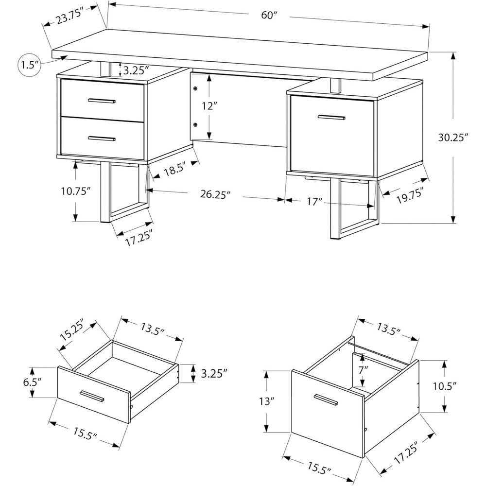 Contemporary 60 Work Desk with - Desk Setup Grey avaliação e preço