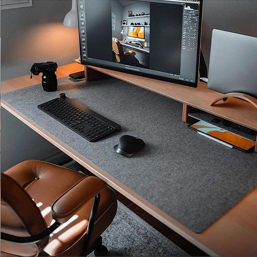 Felt Desk Mat Computer Mat for - Desk Setup Dark avaliação e preço
