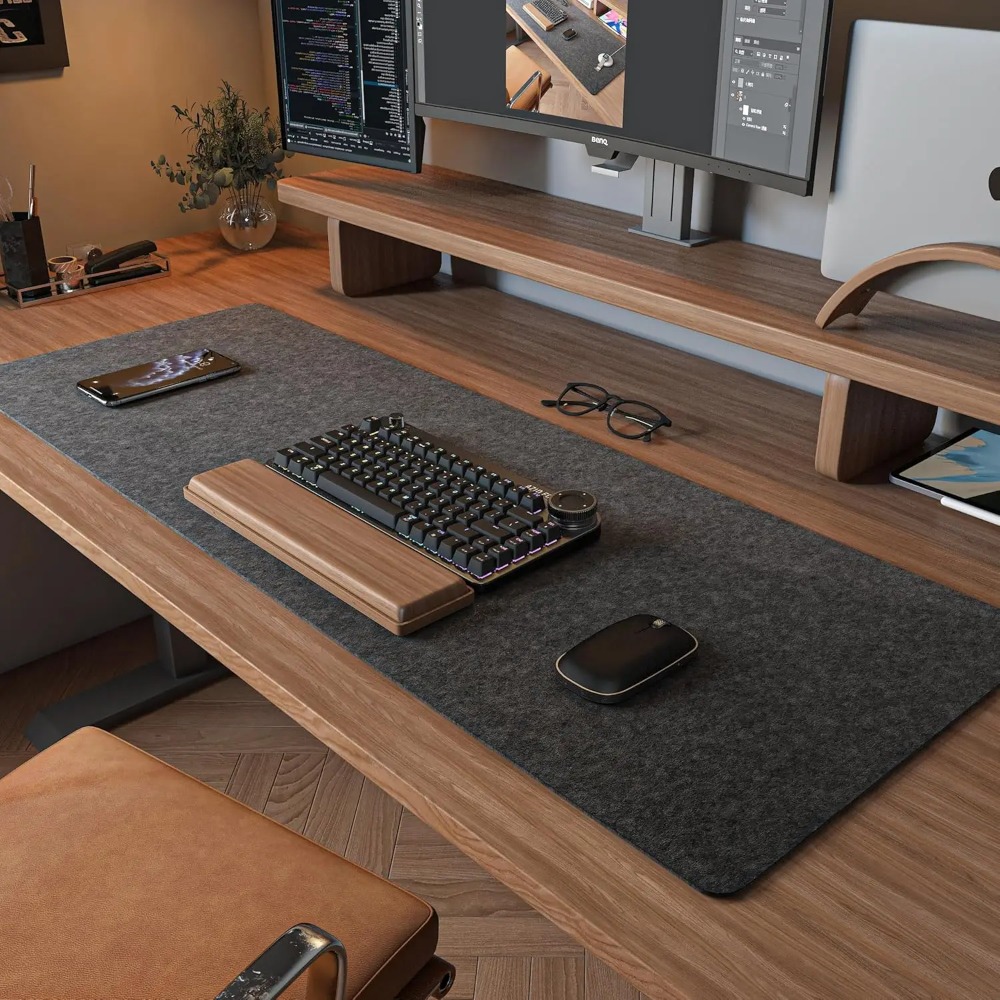Felt Desk Mat Computer Mat for - Desk Setup Dark avaliação e preço