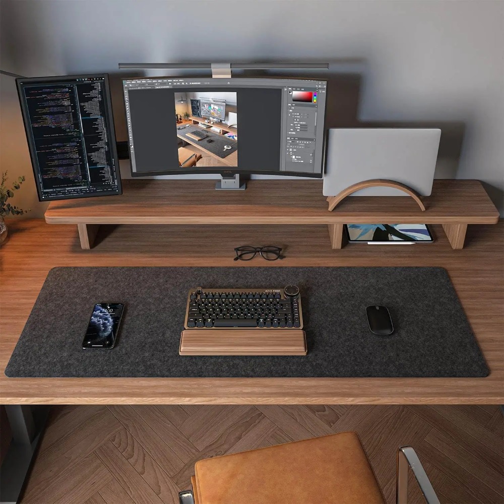 Felt Desk Mat Computer Mat for - Desk Setup Dark avaliação e preço