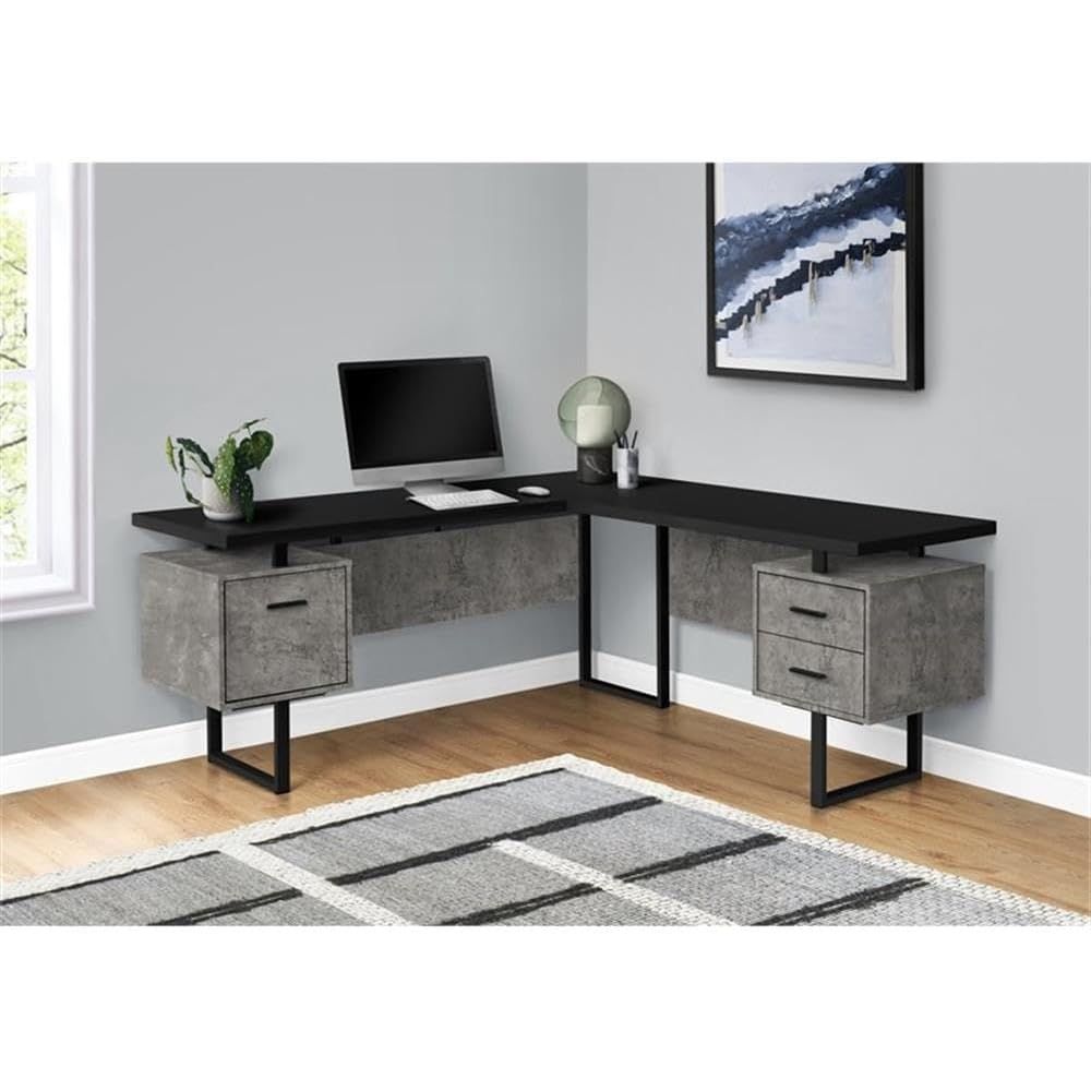 L-Shaped 70 Computer Desk with - Desk Setup Grey avaliação e preço