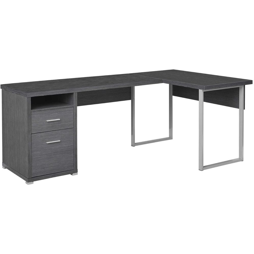 80 L-Shaped Home Office Desk w - Desk Setup Grey avaliação e preço