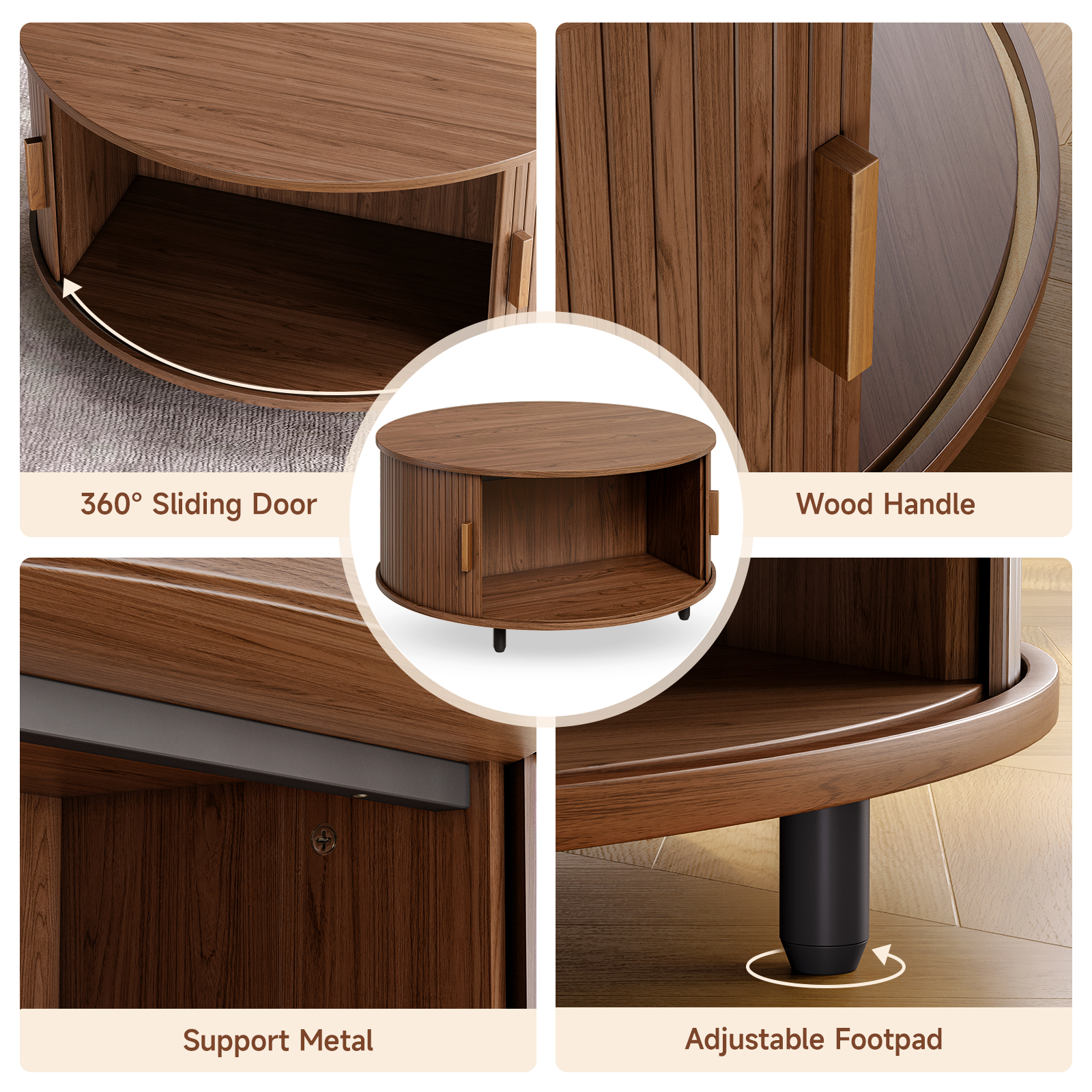 Round Coffee Table with Storag - Desk Setup Minimalist avaliação e preço