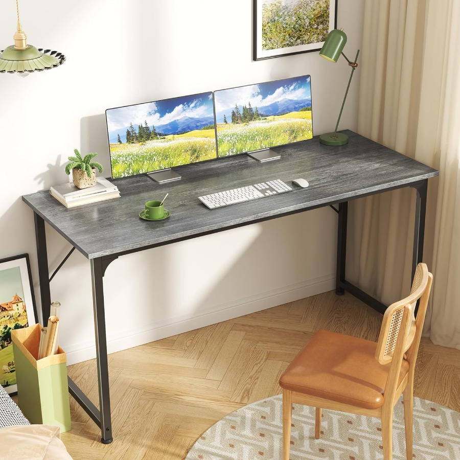 55 Inch Computer Desk for Home - Desk Setup Grey avaliação e preço