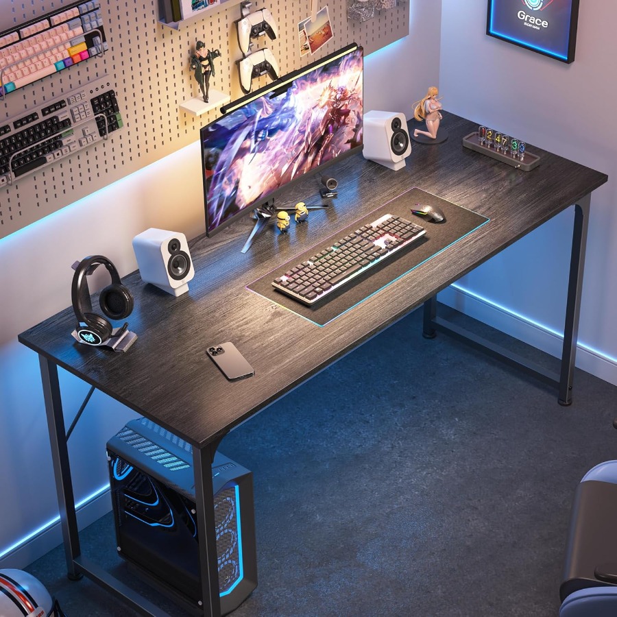 55 Inch Computer Desk for Home - Desk Setup Grey avaliação e preço
