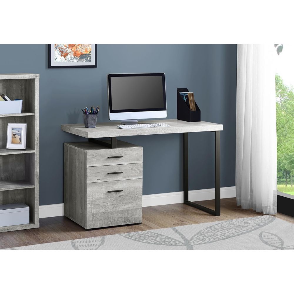 48 Grey Reclaimed Wood Desk wi - Desk Setup Grey avaliação e preço