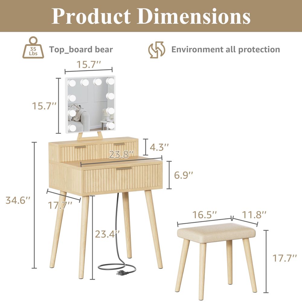 Small Vanity Desk with Hollywo - Desk Vanity Setup avaliação e preço