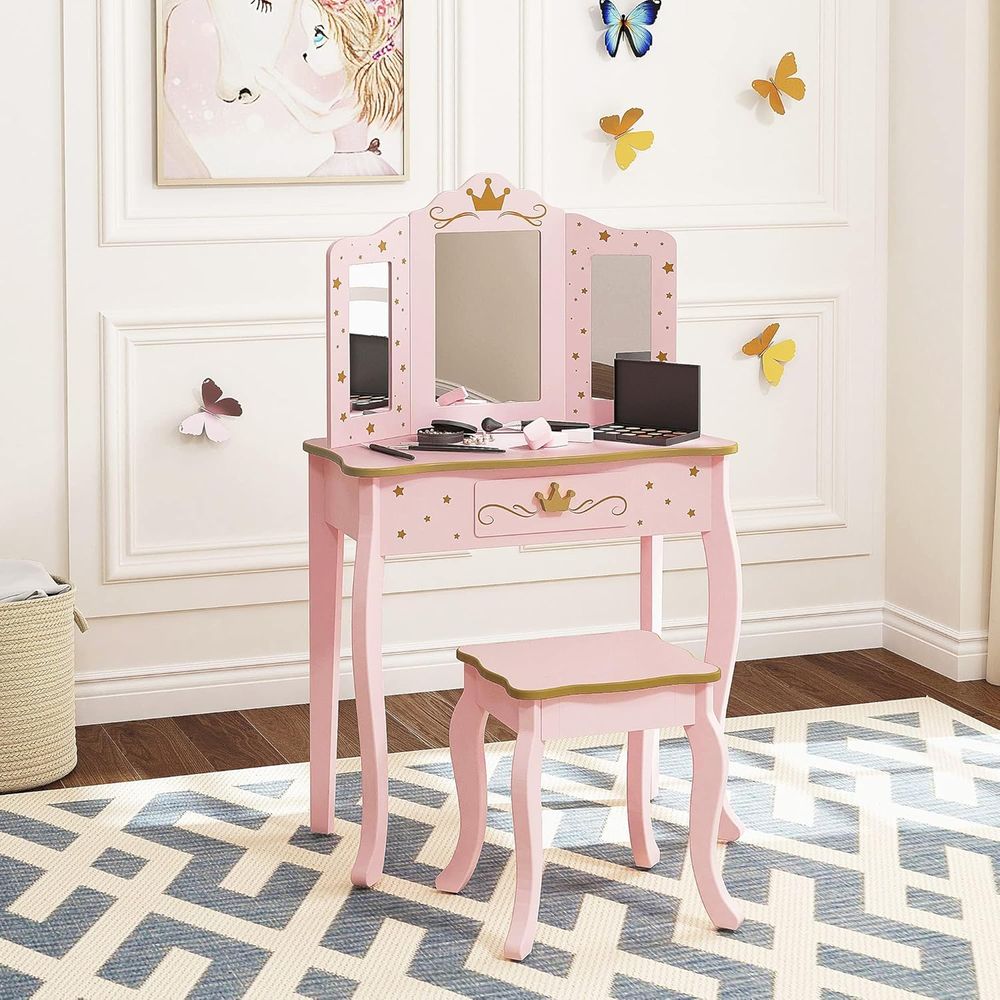 Kids Vanity Set with Mirror an - Desk Vanity Setup avaliação e preço