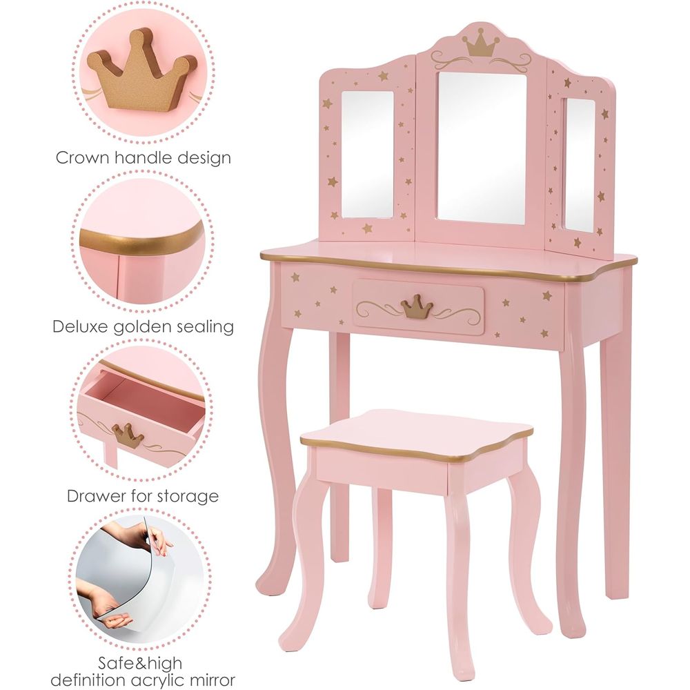 Kids Vanity Set with Mirror an - Desk Vanity Setup avaliação e preço