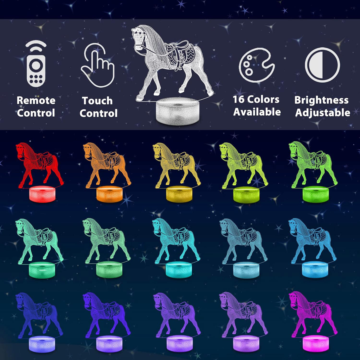NEW Animal Horse 3D Night Lamp - Desk Setup Diy avaliação e preço