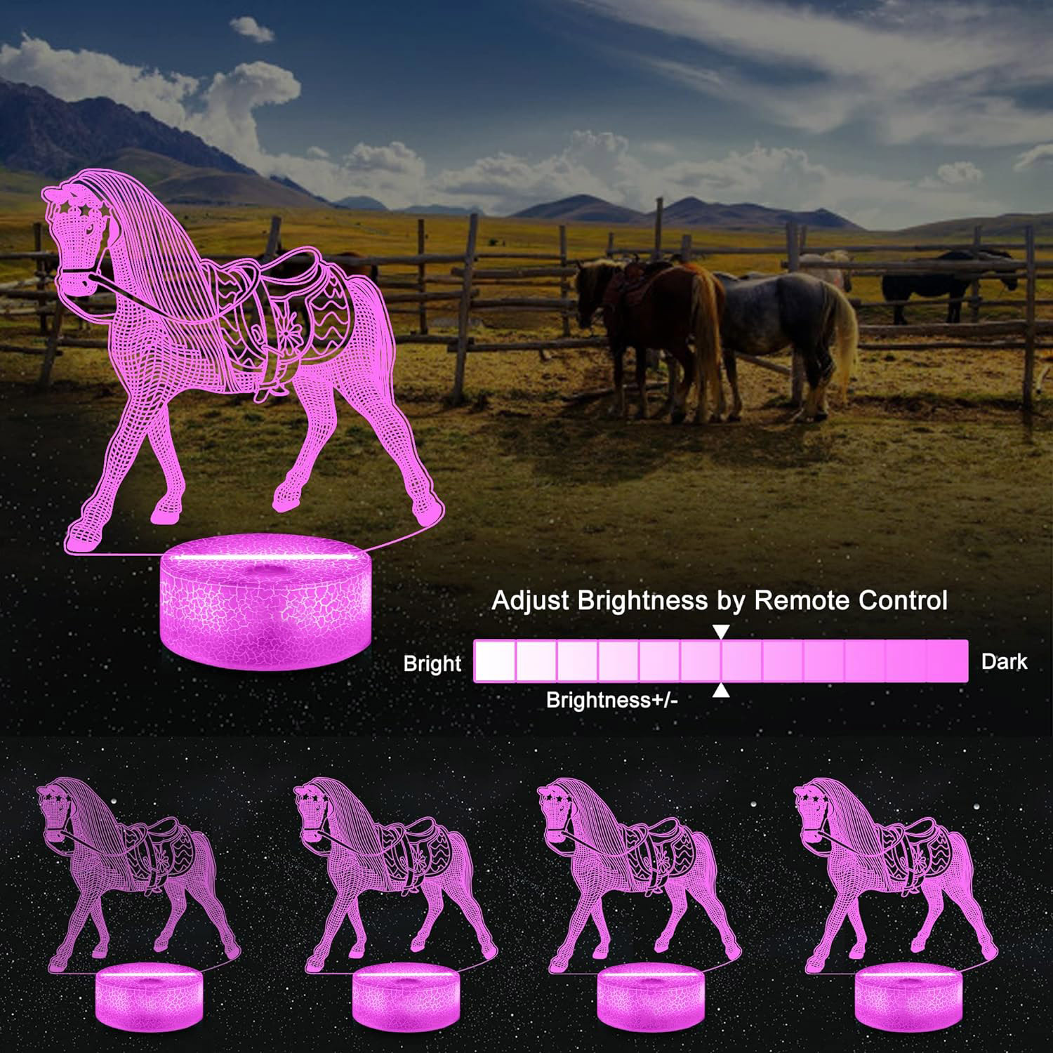 NEW Animal Horse 3D Night Lamp - Desk Setup Diy avaliação e preço