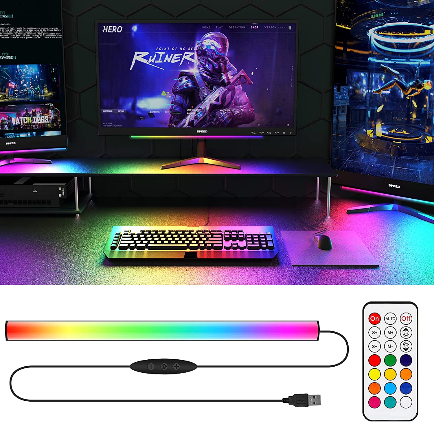 Under Monitor Light Bar RGB Dr - Desk Setup Diy avaliação e preço